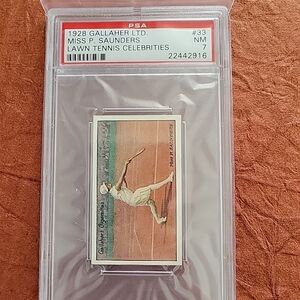 1928 Gallaher LTD Miss P. Saunders Lawn Tennis Celebrities Card PSA 7